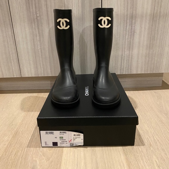 chanel rain boots for women